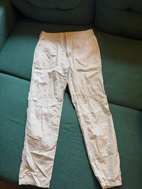 American Eagle Outfitters Women's  Pinstripe Linen Pants - Light Blue & White